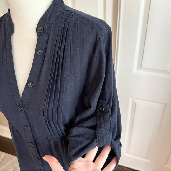 Mossimo Supply Navy Blue Button Down Cotton Tunic Top or Mini Dress - Picture 4 of 8